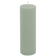 Grande Bougie Pilier Cannelée 5x15cm, Vert Sauge