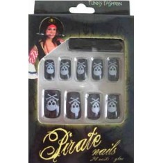 Faux Ongles Noirs - Motifs Pirate