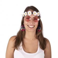 Set hippie bandeau, boucles d&#039;oreilles et lunettes