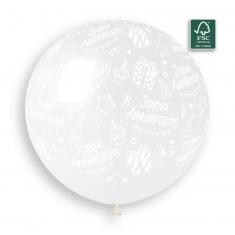 Ballon Joyeux Anniversaire Rond - 80 Cm - Gris 