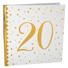 Livre d'or 20 ans Joyeux Anniversaire Blanc et Or