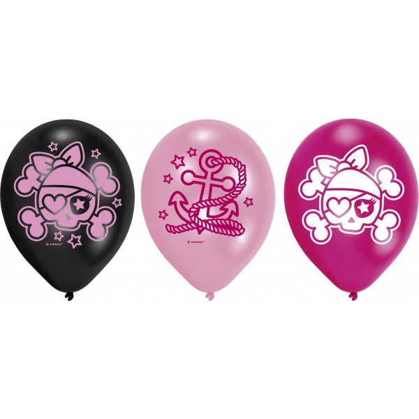 6 Ballons Pirate Fille - 414102