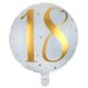 Miniature Ballon Aluminium 18 ans Joyeux Anniversaire Blanc et Or