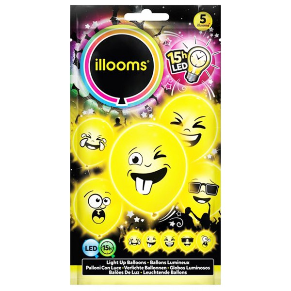 Ballons Lumineux à LED - Smiley x 5 - BA21626
