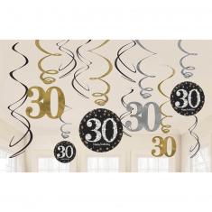 Virvatelles en papier métallisé - 30 Sparkling Celebration - Dorée x 12