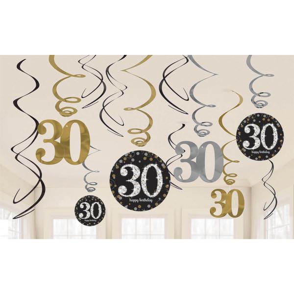 Virvatelles en papier métallisé - 30 Sparkling Celebration - Dorée x 12 - 670478