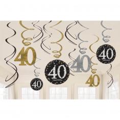 Virvatelles en papier métallisé - 40 Sparkling Celebration - Dorée x 12