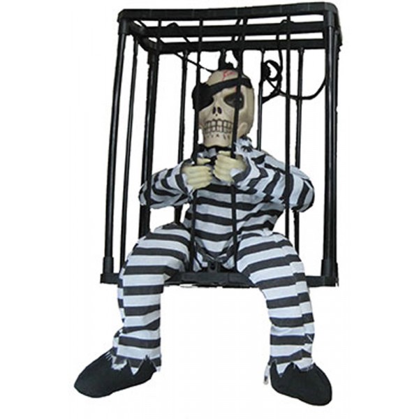 Décoration Squelette Dans Une Cage - Halloween - 74676