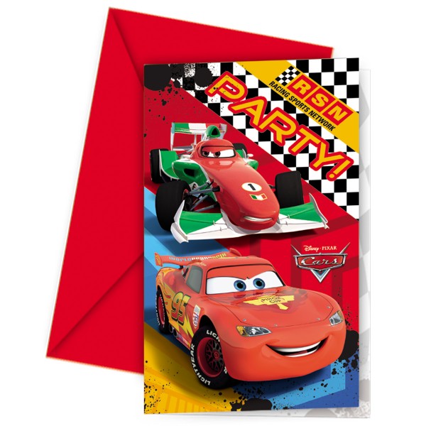 Invitation et Enveloppe Cars© - Disney/Pixar© x6 - 81563