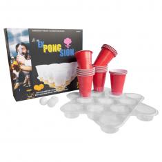 Jeu à Boire Beer Pong avec 22 Gobelets et 4 Boules Plastique