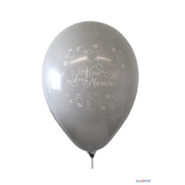 Ballon gris Vive Les Mariés X10 - 39337