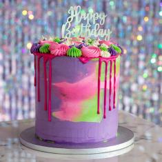 Pique de gâteau "Happy Birthday" - Argent (155 x 11 cm)
