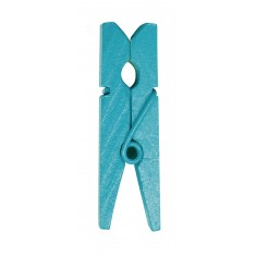 Mini Pinces En Bois - Turquoise x 24