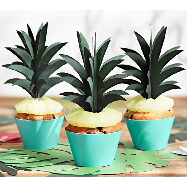 Décoration pour Dessert - Aloha - Feuilles d'Ananas x 6 - KPM18