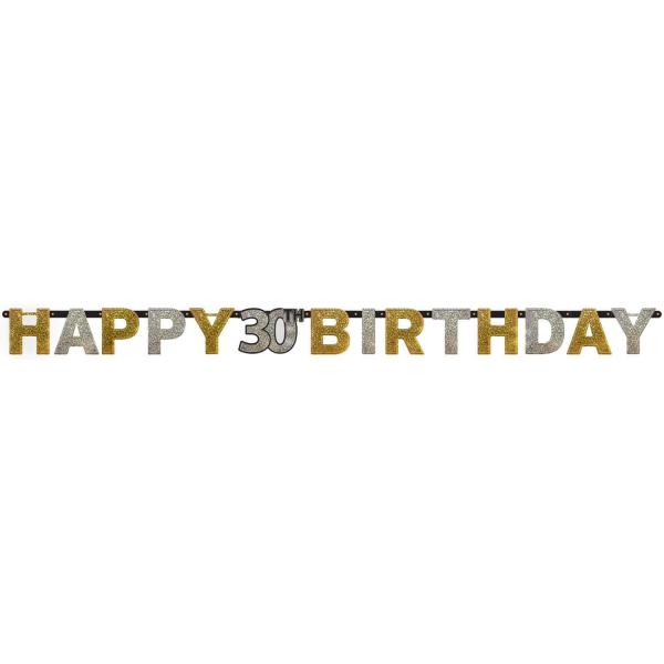 Guirlande Lettres - Foil Happy Birthday 30 Sparkling Celebration Dorée - 213 x 16.2 cm - 120207