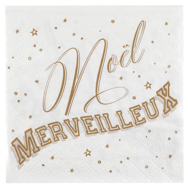 Serviettes en papier Noël Merveilleux x20 - Blanc - 7795-1