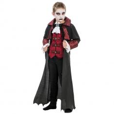 Costume De Vampire Pour Fille - Robe Gothique Avec Rose, Collier & Serre-tête - Déguisement Halloween Enfant