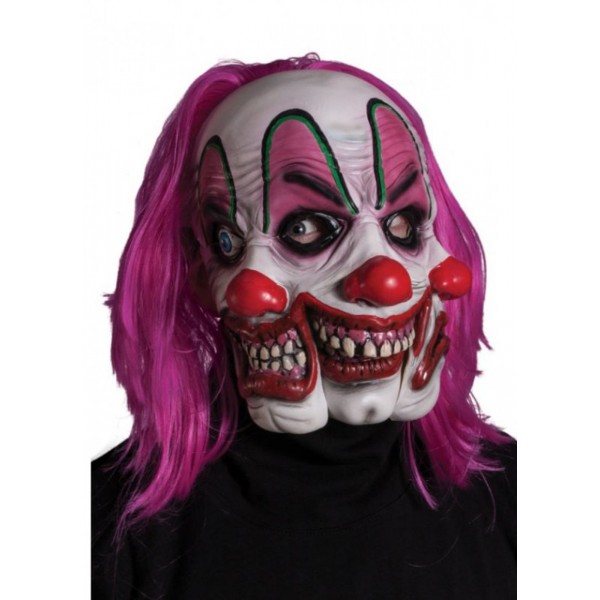 Masque Latex Clown à Trois Visages - M37935