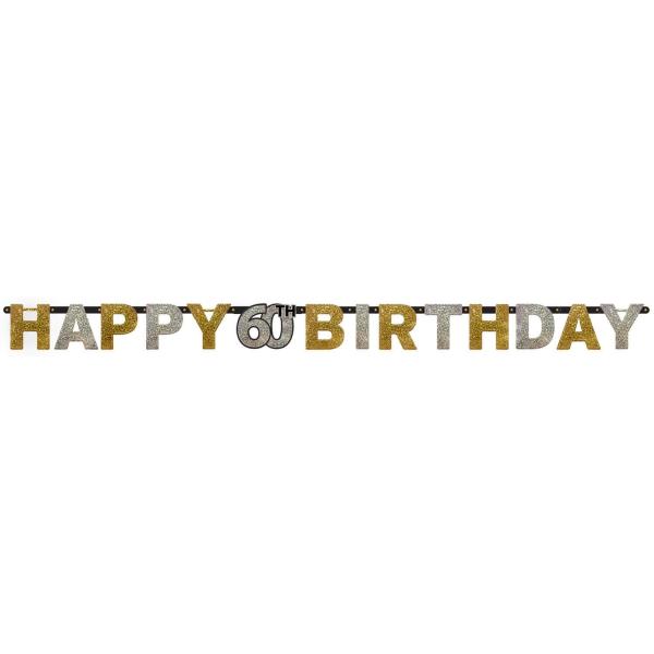 Guirlande Lettres - Foil Happy Birthday 60 Sparkling Celebration Dorée - 213 x 16.2 cm - 120205
