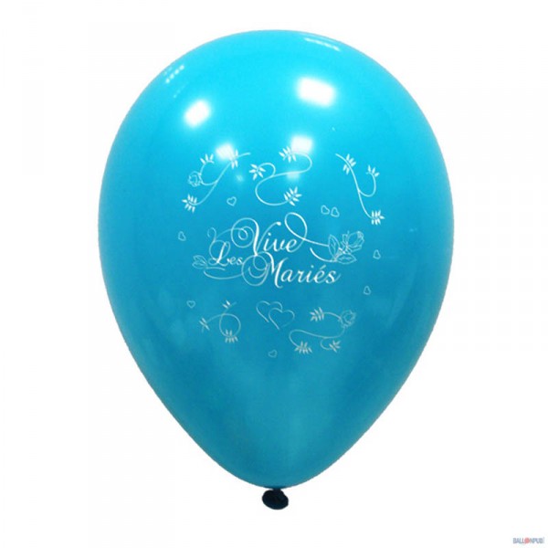 Ballon turquoise Vive Les Mariés X10 - 36022