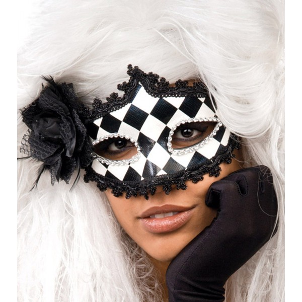 Masque Loup Arlequin noir et blanc - 812CT
