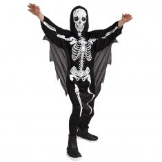 Costume Squelette Enfant HERMORRYSS – Combinaison Imprimée + Masque + Faux + Chaîne 1,5 M + Lunettes Lumineuses – Halloween Et Carnaval