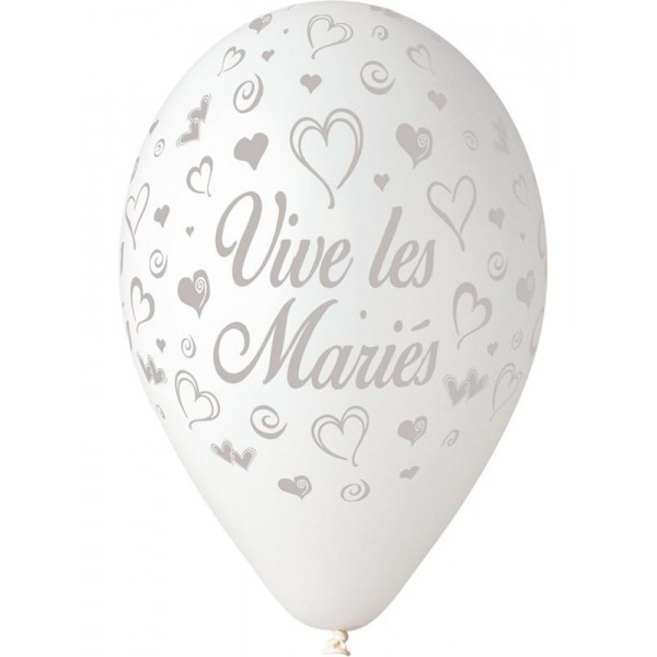 Ballons "Vive Les Mariés" x 10 - Blanc - BA21400/BLANC