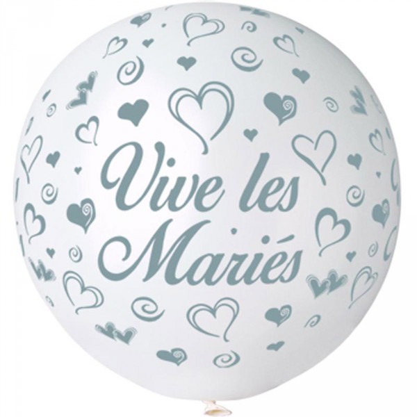 Ballon Géant "Vive Les Mariés" - Blanc - BA21410-BLANC