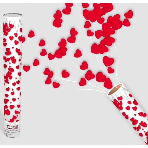 Canon à confettis Coeurs rouges - 13051