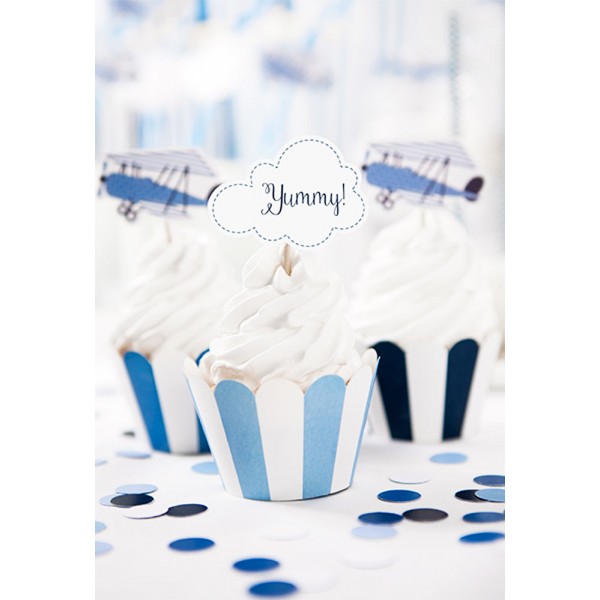 Caissettes à Cup Cake et Muffins - Little Plane - Bleu x 6 - FM7