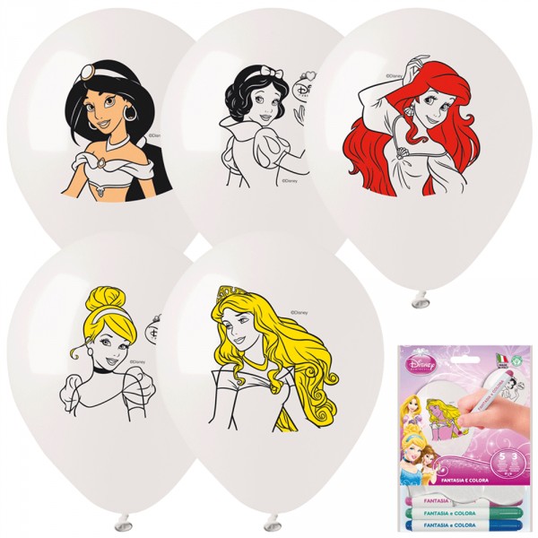 Kit De Ballons A Colorier Et Feutres - Princesses Disney™  - BA21530