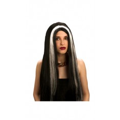 Perruque Cheveux Long Mèche Blanc