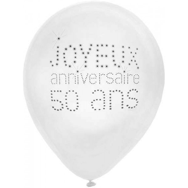 Ballon Blanc - Anniversaire 50 ans x8 - 4450-50