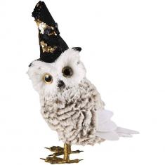 Chouette déco avec chapeau 30 cm
