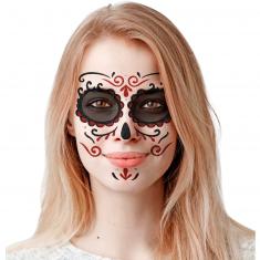 Tatouage décor art visage : Glitter rouge jour des morts