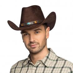 kasahara Set Déguisement Cowboy Western Poncho à Franges, Chapeau Craquelé et Foulard Imprimé – Costume Hippie Années 70 pour Carnaval, Soirée Thématique, Halloween (Brown 74, 74 for S/M/L