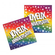 Serviettes : Set de 12 Joyeux Anniversaire