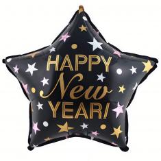 Ballon aluminium étoile 45 cm : Happy New Year !