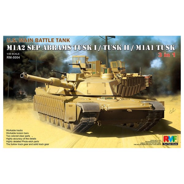 Maquette char : Us M1A2 Sep Abrams Tusk I / Tusk II / M1A1 Tusk - Ryefield-RFM5004