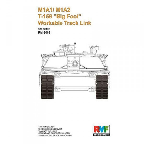 M1A1/ M1A2 T-158"Big Foot"Workable Track Link- 1:35e - Rye Field Model - Ryefield-RFM5009
