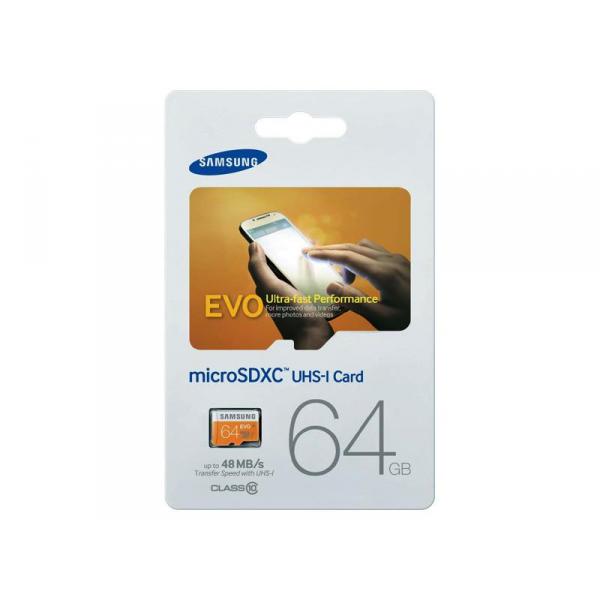 MicroSDXC 64Go Samsung CL10 EVO UHS-I w/o Adapter Retail - 12459