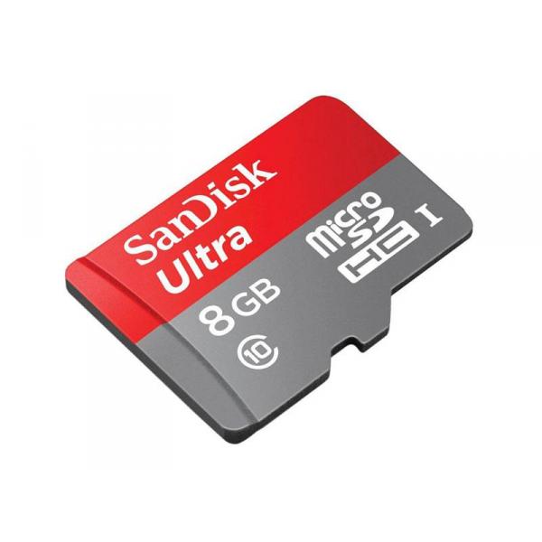 MicroSDHC 8Go Sandisk Ultra CL10 UHS-1 48MB/s +Adaptateur Retail ANDROID - 12496