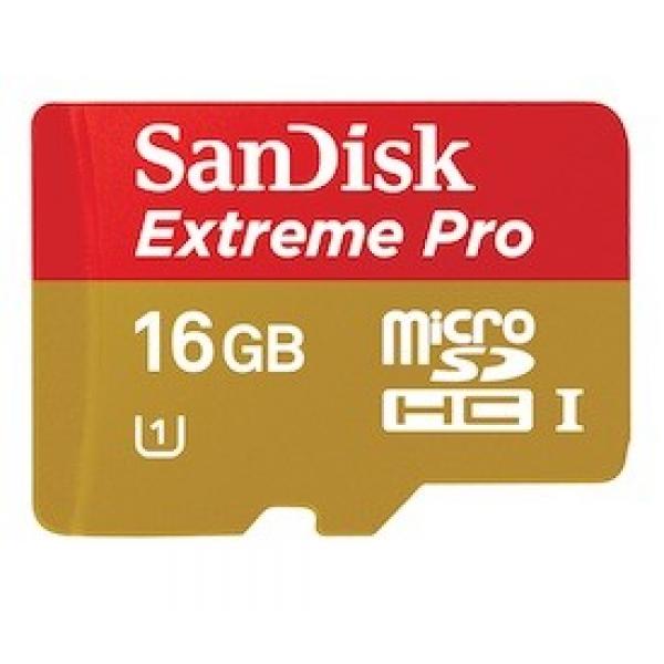 MicroSDHC 16Go Sandisk Extreme avec adaptateur CL10 UHS-I 80MB/s - MKT-11457