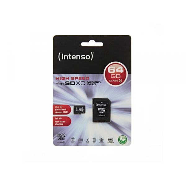 MicroSDXC 64Go Intenso +Adaptateur CL10 - Blister - 11710