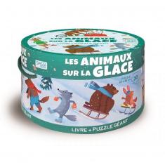 Coffret livre + puzzle géant 30 pièces : Les animaux sur la glace