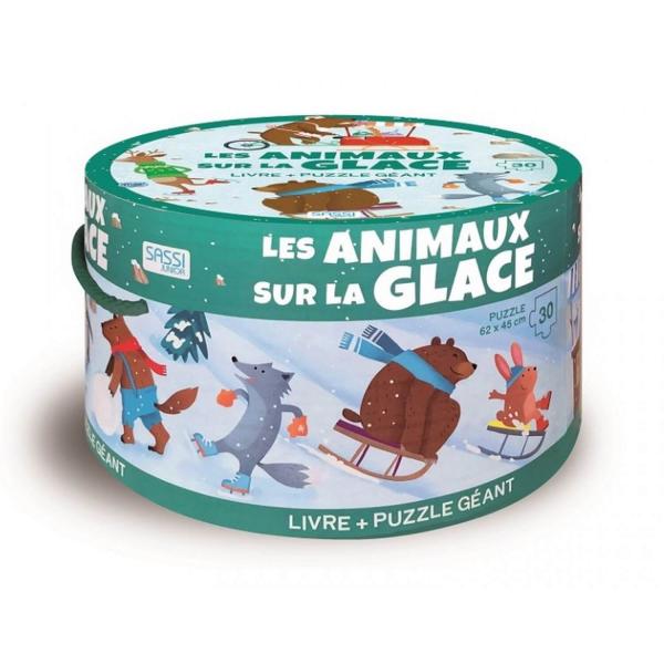 Coffret livre + puzzle géant 30 pièces : Les animaux sur la glace - Sassi-308022