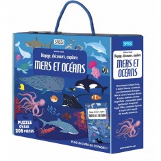 Coffret livre et puzzle 205 pièces : Voyage, découvre, explore : Mers et océans