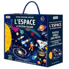 Coffret livre et puzzle 200 pièces : l'espace - la système solaire