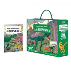 Coffret livre et puzzle 205 pièces : Voyage, Découvre, Explore : Les Dinosaures