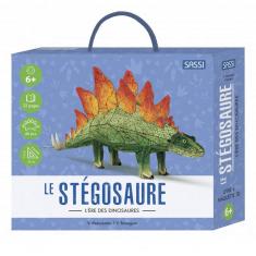 Coffret Puzzle 3D 46 pièces et livre : Le Stégosaure